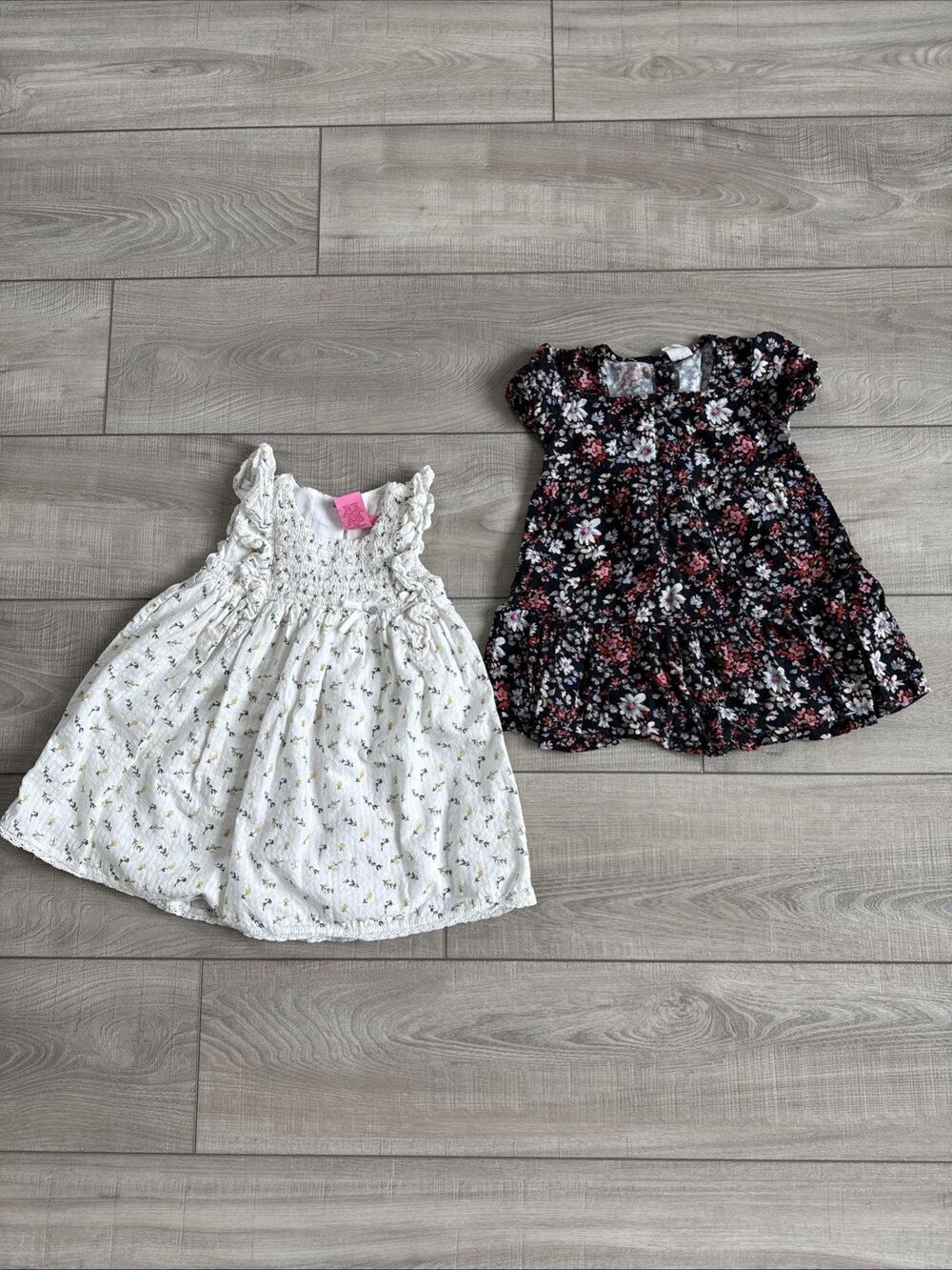Lot 2 Multi Floral Dresses Size 24M Sleeveless/Balloon type Sleeves